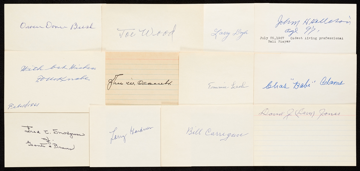 1892-1909 Baseball Signed Index Cards (57)