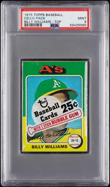 1975 Topps Baseball Cello Pack - Billy Williams Top (Graded PSA 9)