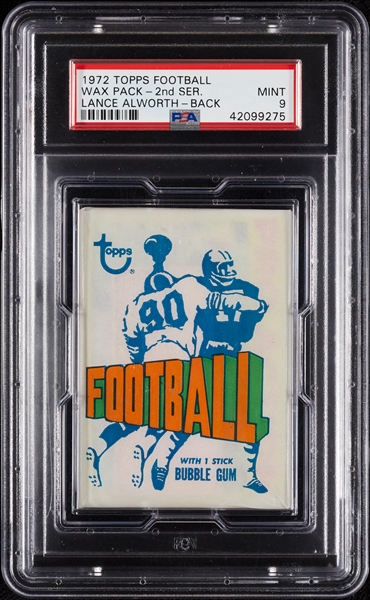 1972 Topps Football 2nd Series Wax Pack - Lance Alworth Back (Graded PSA 9)