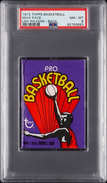 1972 Topps Basketball Wax Pack - Len Wilkens Back (Graded PSA 8)