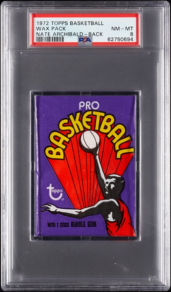 1972 Topps Basketball Wax Pack - Nate Archibald Back (Graded PSA 8)