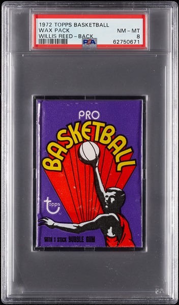 1972 Topps Basketball Wax Pack - Willis Reed Back (Graded PSA 8)