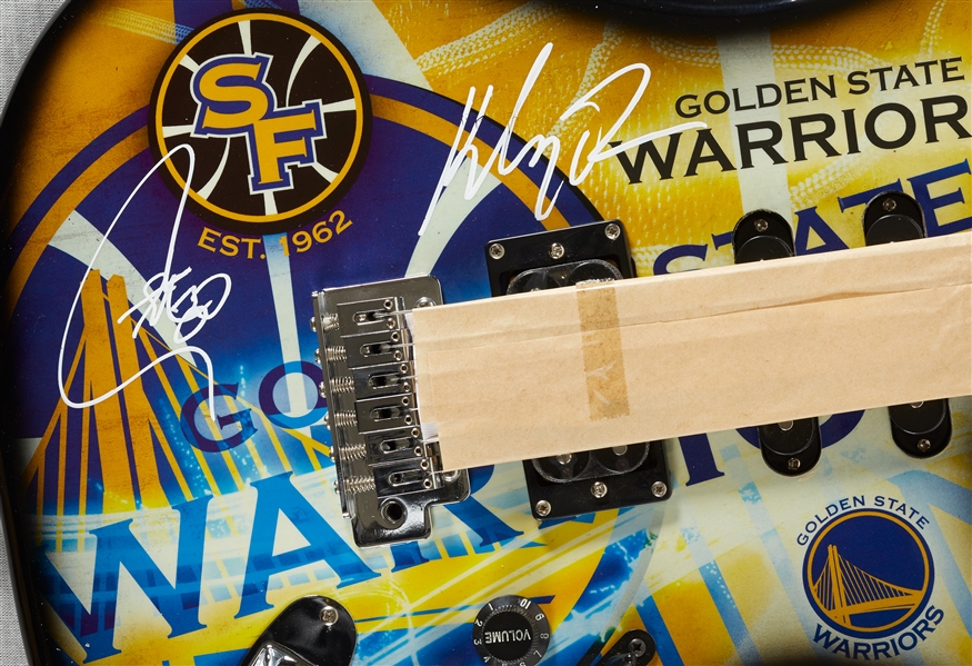 Stephen Curry & Klay Thompson Signed Warriors Guitar (Fanatics)