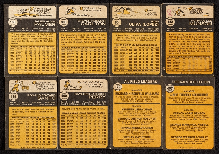 1973 Topps Baseball Partial Set, 40 HOFers (1,100)
