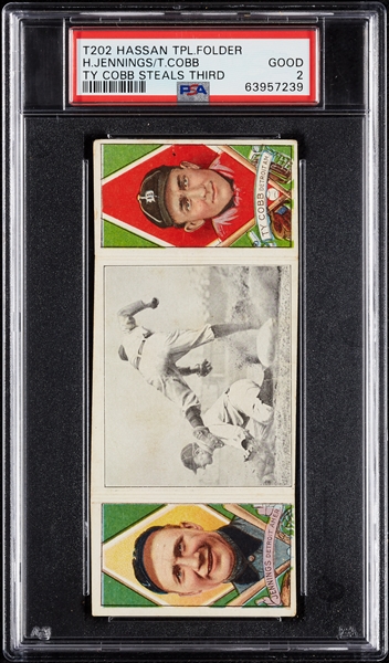 1912 T202 Hassan Triple Folders Ty Cobb/Jennings PSA 2