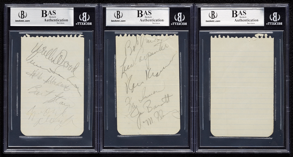 Vince Lombardi & Others Signed Sheets (3) (BAS)