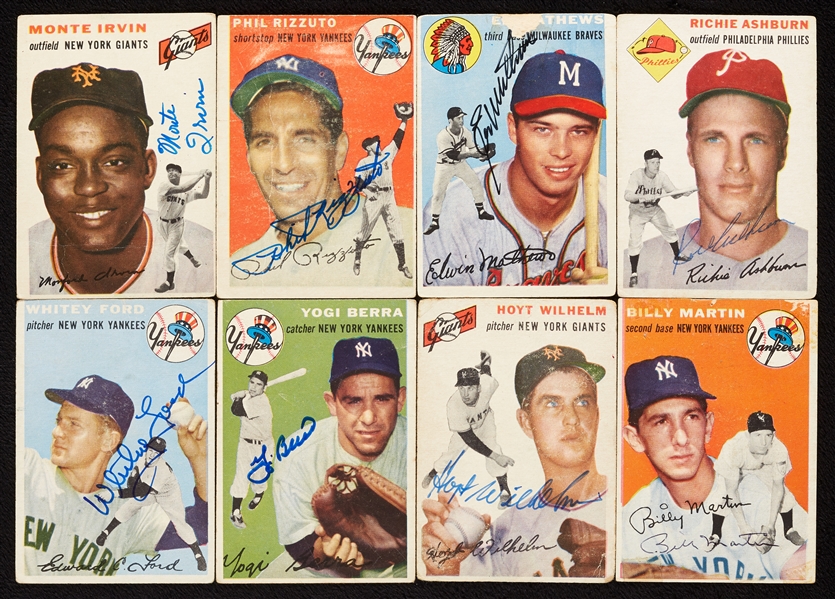 Signed 1954 Topps Baseball Near Set (215)