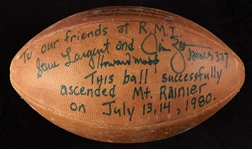 Steve Largent & Jim Zorn Signed Game Ball Thrown On Mount Rainier (Zorn LOA)