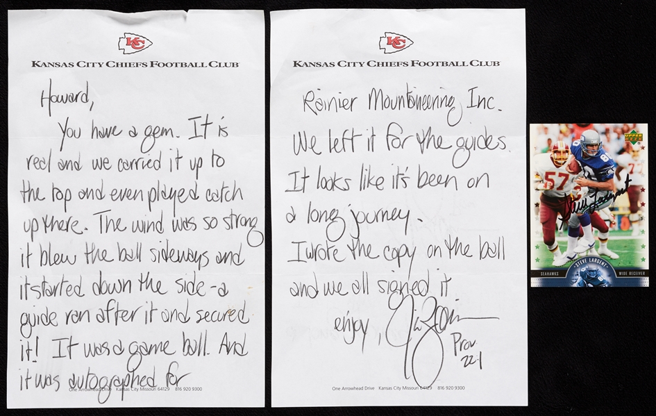 Steve Largent & Jim Zorn Signed Game Ball Thrown On Mount Rainier (Zorn LOA)