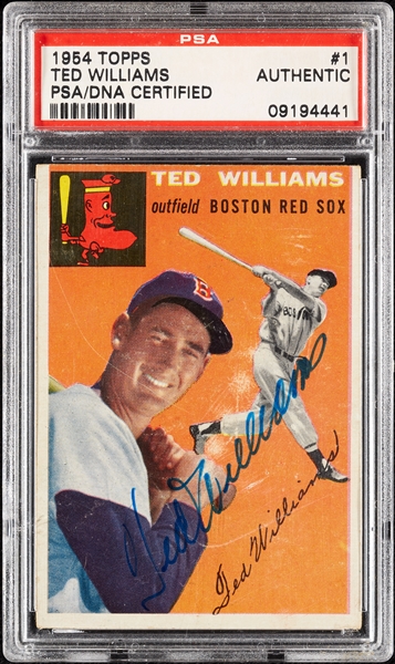 Ted Williams Signed 1954 Topps No. 1 (PSA/DNA)