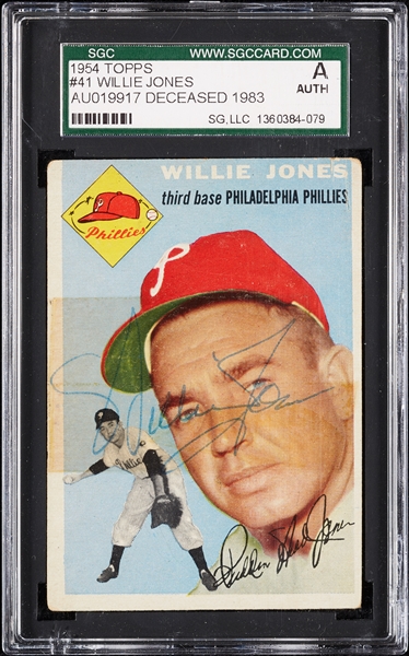 Willie Jones Signed 1954 Topps No. 41 (SGC)