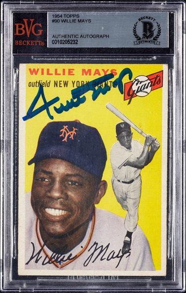 Willie Mays Signed 1954 Topps No. 90 (BAS)