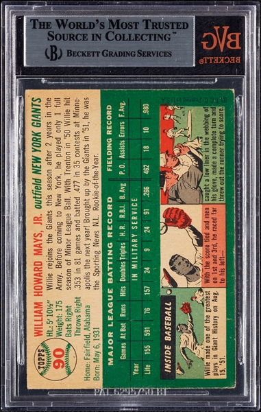 Willie Mays Signed 1954 Topps No. 90 (BAS)