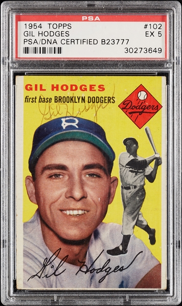 Gil Hodges Signed 1954 Topps No. 102 PSA 5 (PSA/DNA)