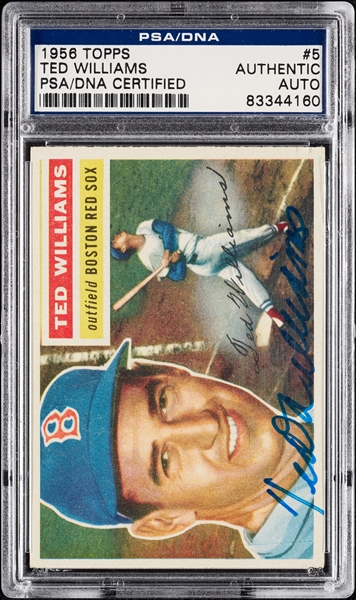 Ted Williams Signed 1956 Topps No. 5 (PSA/DNA)