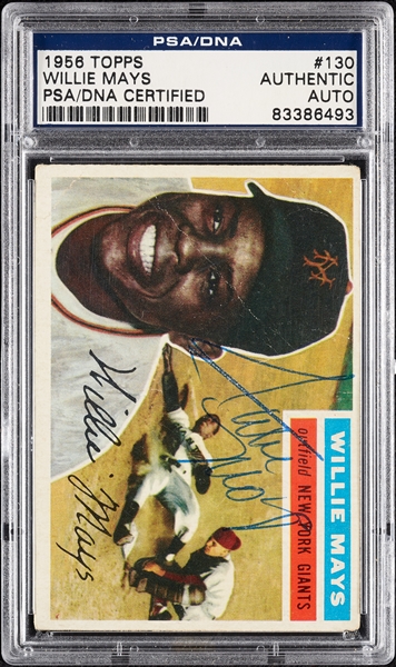Willie Mays Signed 1956 Topps No. 130 (PSA/DNA)