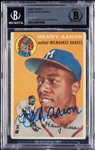 Hank Aaron Signed 1954 Topps RC No. 128 (Graded BAS 10)