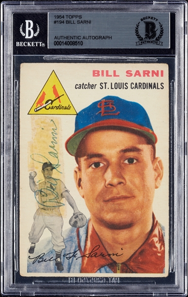 Bill Sarni Signed 1954 Topps No. 194 (BAS)
