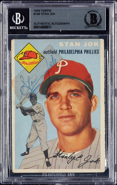Stan Jok Signed 1954 Topps No. 196 (BAS)