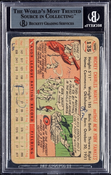 Mickey Mantle Signed 1956 Topps No. 135 (BAS)