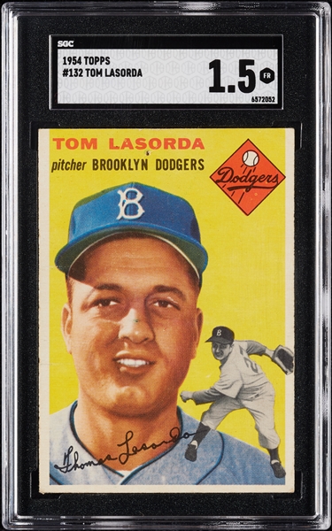 1954 Topps Tom Lasorda RC No. 132 SGC 1.5