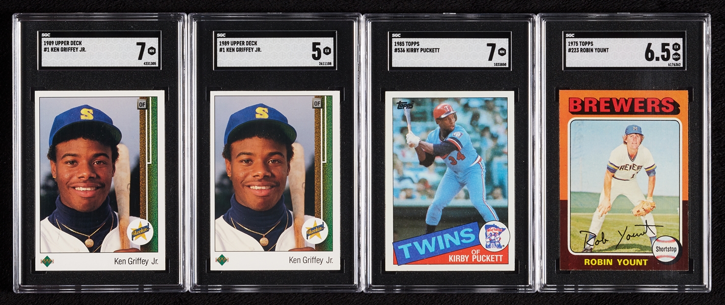 Ken Griffey Jr., Robin Yount and Puckett SGC-Graded RC Group (4)