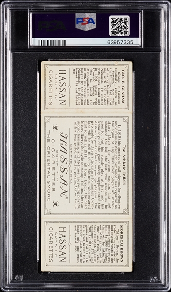 1912 T202 Hassan Triple Folder Brown/Graham PSA 3.5