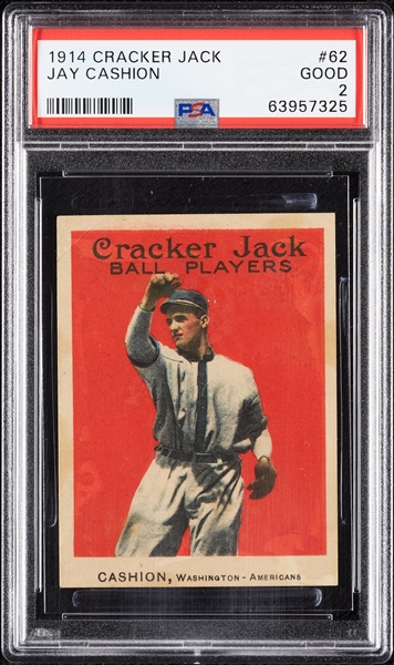 1914 Cracker Jack Jay Cashion No. 62 PSA 2