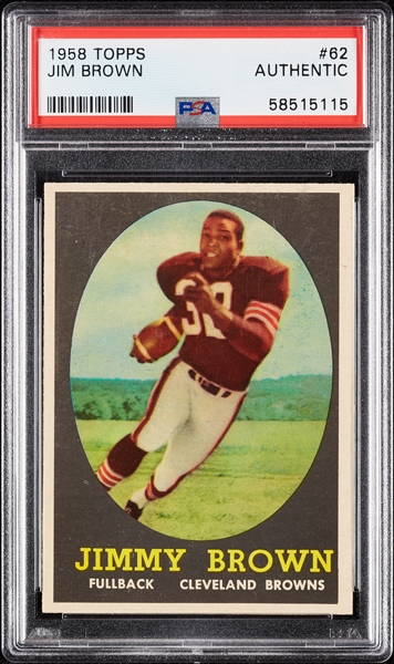 1958 Topps Jim Brown RC No. 62 PSA Authentic