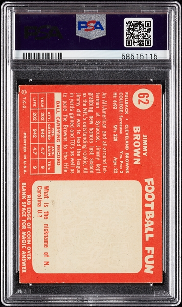 1958 Topps Jim Brown RC No. 62 PSA Authentic