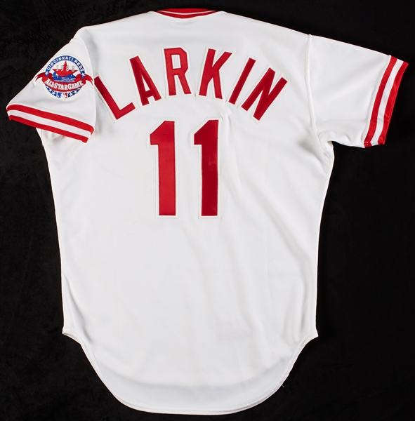 1988 Barry Larkin Reds Game-Worn and Signed Home Jersey (BAS)