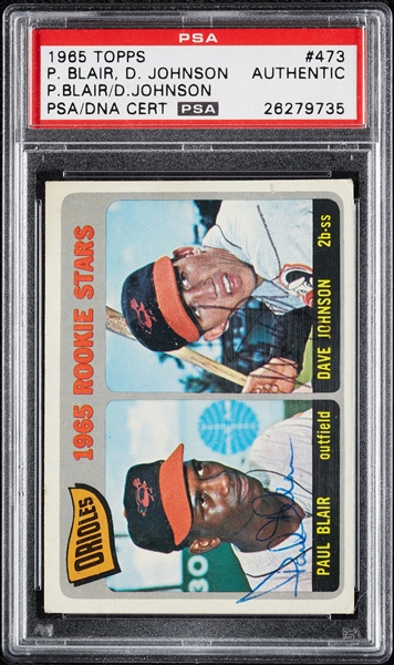 Complete Signed 1965 Topps Rookie Stars No. 473 with Blair, Dave Johnson (PSA/DNA)