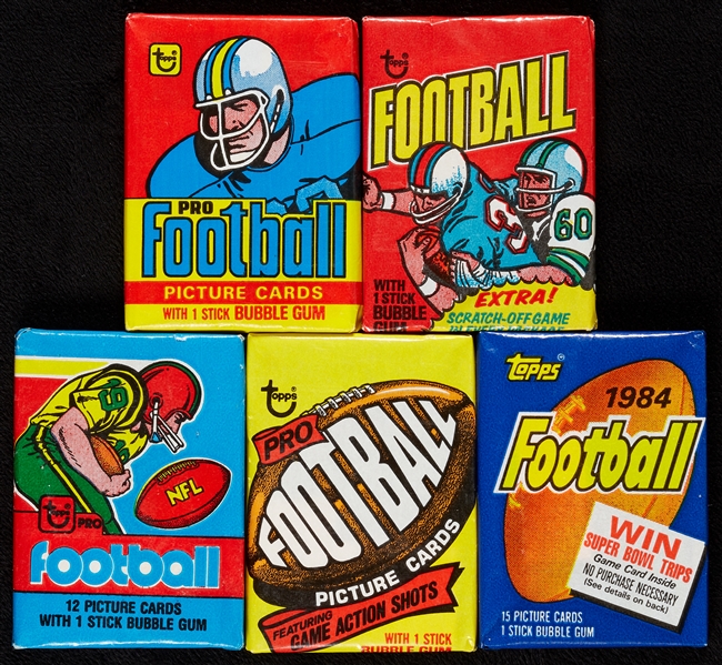 Topps Football Wax Pack Group with 1975, 1977-1979, 1984 (5)