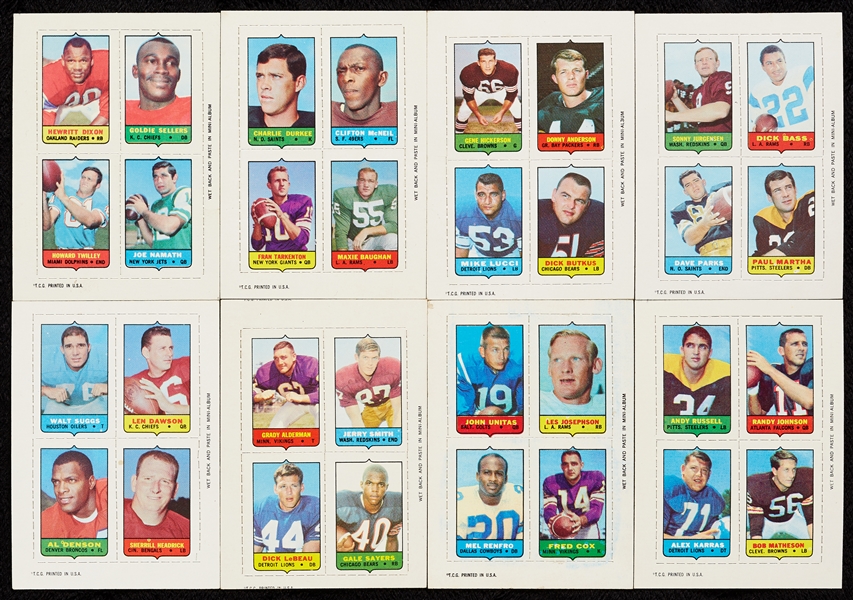 1969 Topps Football Four-in-One Inserts High-Grade Panel Set (66)