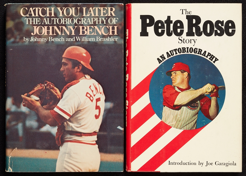 Johnny Bench & Pete Rose Single-Signed Books (2)