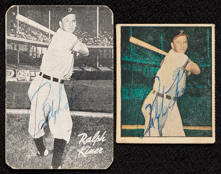 Ralph Kiner Signed Early Career Cards (2)