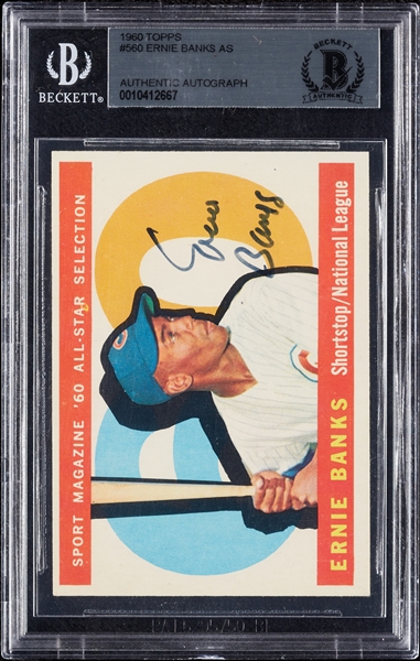 Ernie Banks Signed 1960 Topps No. 560 (BAS)