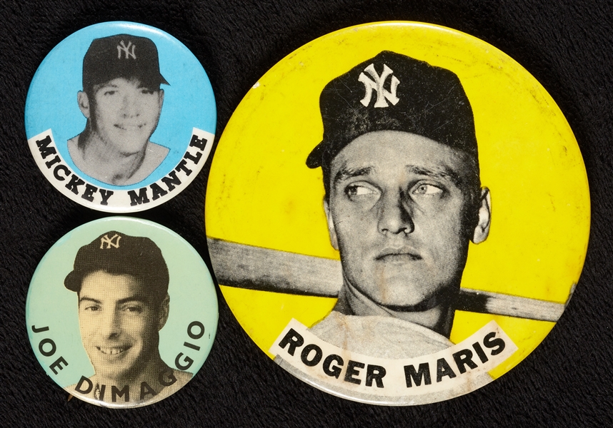 1950s-60s Vintage Souvenir Pins From DiMaggio, Mantle and Maris (3)