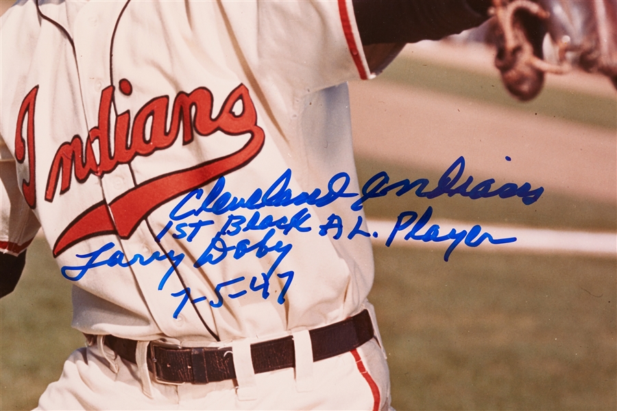 Larry Doby Signed 16x20 Photo with Multiple Inscriptions