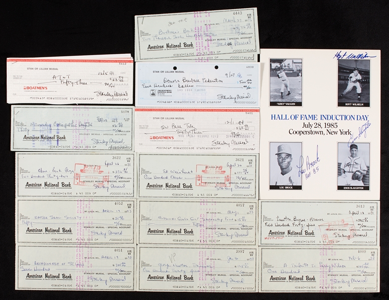 Stan Musial Signed Checks Group with Signed Sheet (21)