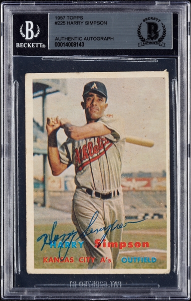 Harry Simpson Signed 1957 Topps No. 225 (BAS)