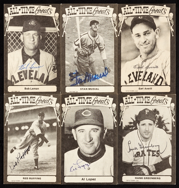 Signed 1975 TCMA All-Time Greats Postcards Group with Greenberg (11)