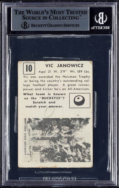 Vic Janowicz Signed 1951 Topps Magic RC No. 10 (BAS)
