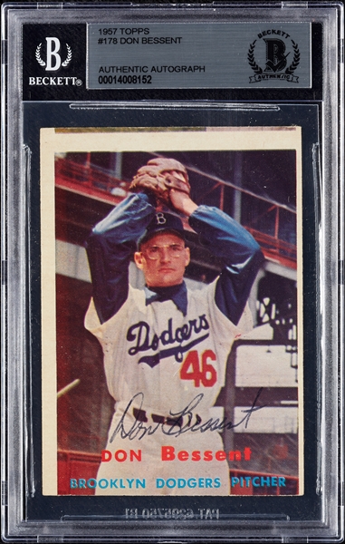 Don Bessent Signed 1957 Topps RC No. 178 (BAS)