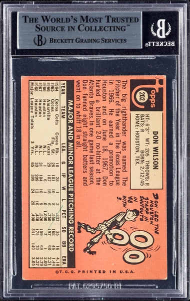 Don Wilson Signed 1969 Topps No. 202 (BAS)