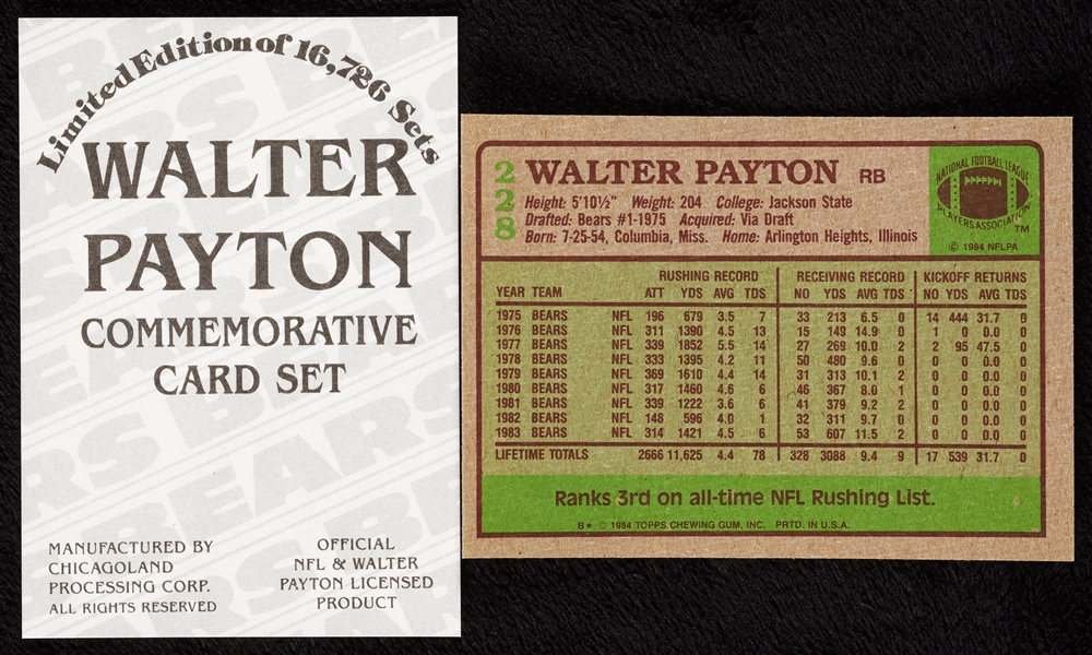1984 Topps Walter Payton & Commemorative Card Hoards (50 each)
