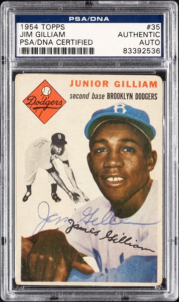 Jim Gilliam Signed 1954 Topps No. 35 (PSA/DNA)