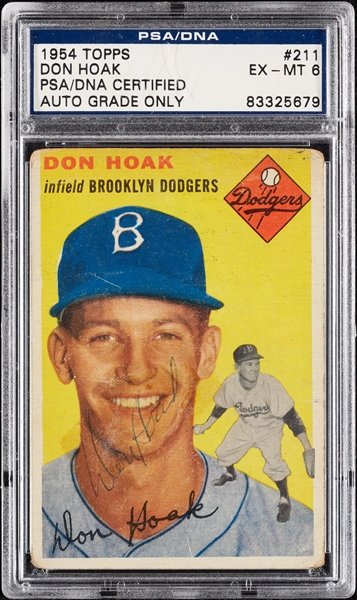 Don Hoak Signed 1954 Topps No. 211 (Graded PSA/DNA 6)