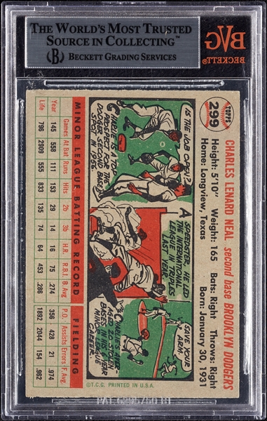 Charlie Neal Signed 1956 Topps No. 299 (BAS)