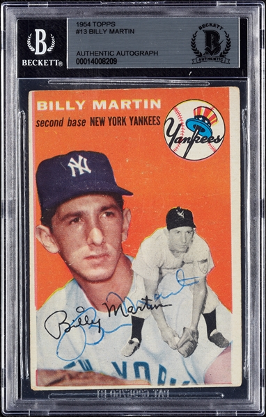 Billy Martin Signed 1954 Topps No. 13 (BAS)